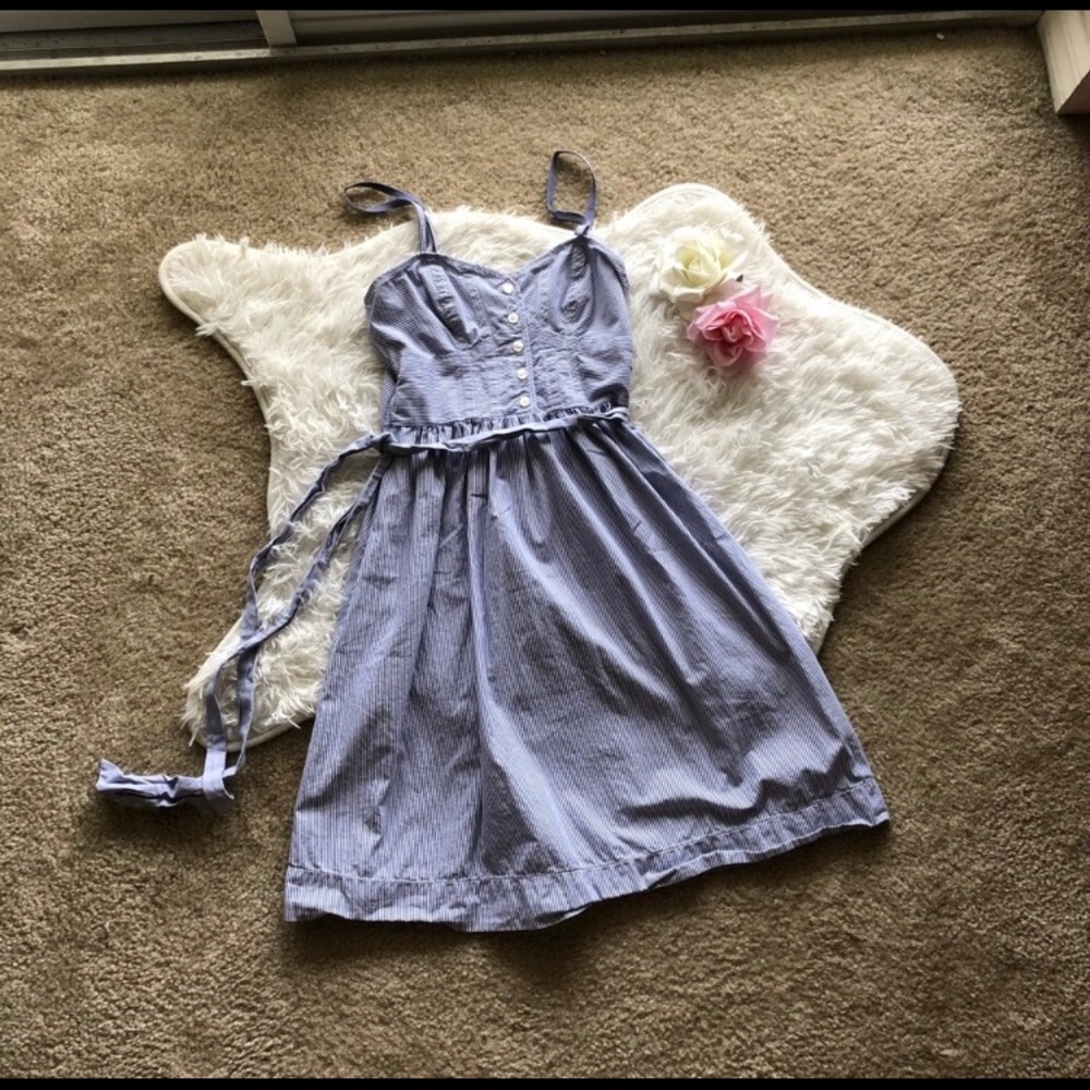 American Eagle Blue White Striped Dress